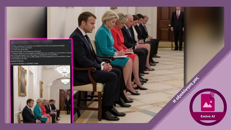 Φωτογραφία που δείχνει ευρωπαίους ηγέτες στον Λευκό Οίκο να περιμένουν έχει δημιουργηθεί με AI