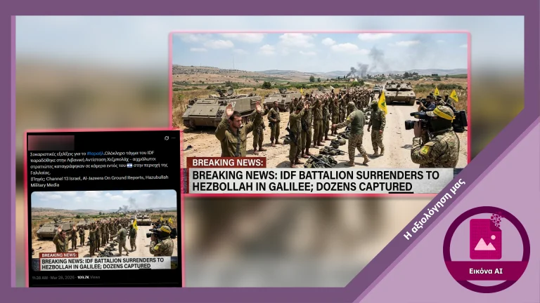 Εικόνα που υποτίθεται πως δείχνει τάγμα του IDF να παραδίνεται στη Χεζμπολάχ δημιουργήθηκε με AI